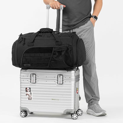 Gym Bag Military Duffle Backpack, Heavy Duty Travel Weekender Bag with Multiple Compartments Including Shoe Compartment Wet-dry Separation Compartment, Adjustable Shoulder Strap 60L Capacity