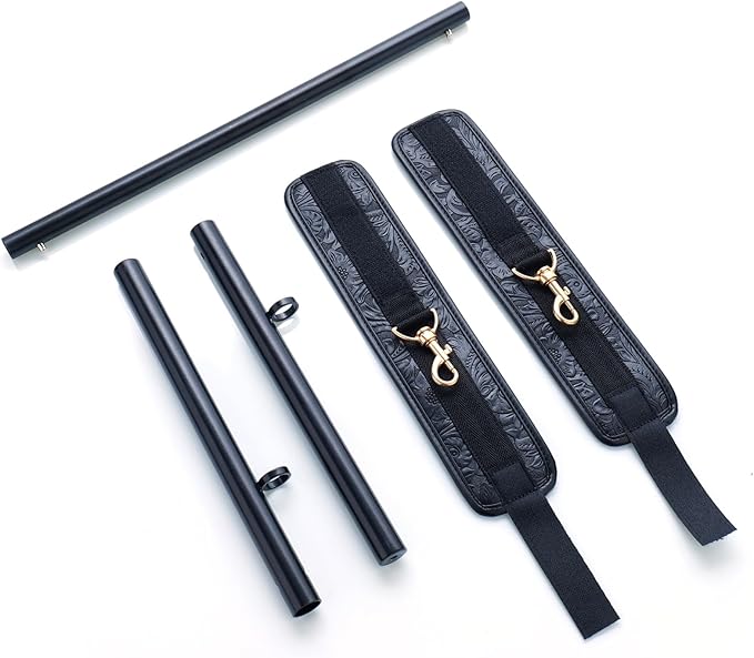 Heavy Duty Stainless Steel Expandable Spreader Bar with 2pcs PU Adjustable Straps, Sports Aid Training Fitness Gear Pilates Aid Kit,Home Indoor Sports Yoga Set