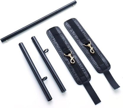 Heavy Duty Stainless Steel Expandable Spreader Bar with 2pcs PU Adjustable Straps, Sports Aid Training Fitness Gear Pilates Aid Kit,Home Indoor Sports Yoga Set