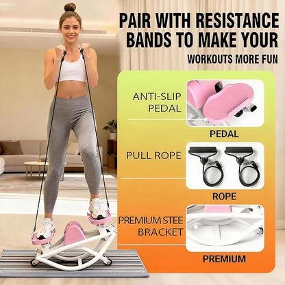 Rock Stepper for Exercise at Home, Lateral Rocking Stepper with Digital Counter & Resistance Bands, 250LBS Weight Capacity & Low Impact, Ski Machine Full Body Workout Equipment