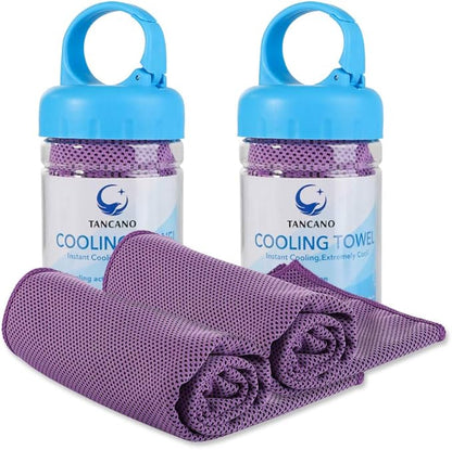 Sports Towel for Instant Cooling Relief Microfiber Towels for Golf Workout Swimming Gym Yoga Travel Camping Fitness 40"x12" Sweat Towel (Purple 2 Pack)