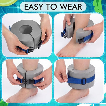 Water Aerobics Set for Aquatic Exercise 1 Pair Swimming Glove 2 Pcs Foam Swim Aquatic Cuffs Water Weights Pool Resistance Fitness Equipment for Swimming Training Workouts