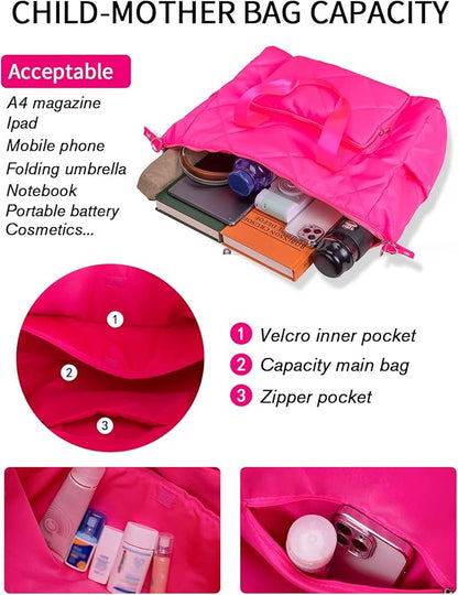 Hot Pink Gym Bag for Women, 18 Inch Lightweight Puffy Carry On Duffel Bag for Travel Sports Yoga, Water Resistant