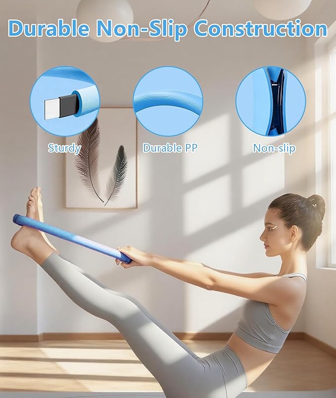 Pilates Ring Set with Adjustable Resistance - Full Body Workout Kit for Women, Portable Travel Bag & Anti-Slip Accessories - Blue