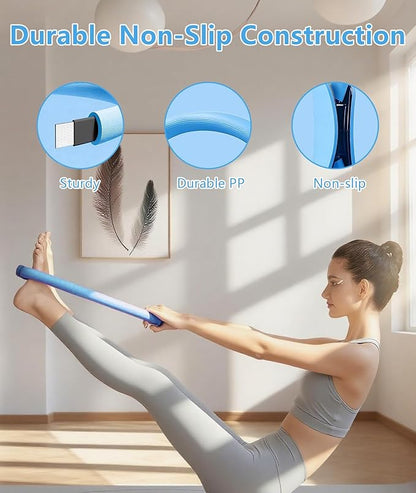 Pilates Ring Set with Adjustable Resistance - Full Body Workout Kit for Women, Portable Travel Bag & Anti-Slip Accessories - Blue
