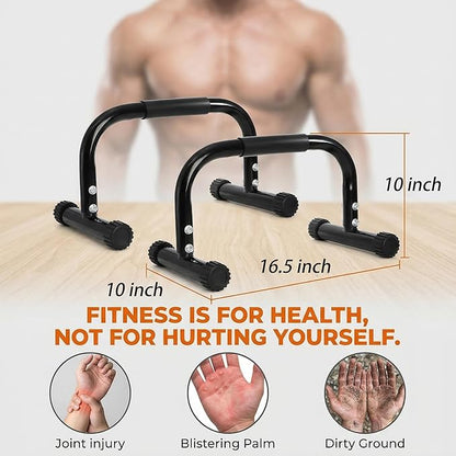 TOPZEA 2 Pack Parallettes Bars, 10" High Steel Push Up Handles Bars Strength Training Anti-Slip Calisthenics Equipment for Handstand, Full Planche, L-sit & Dip, Home Fitness & Gym Floor Workouts