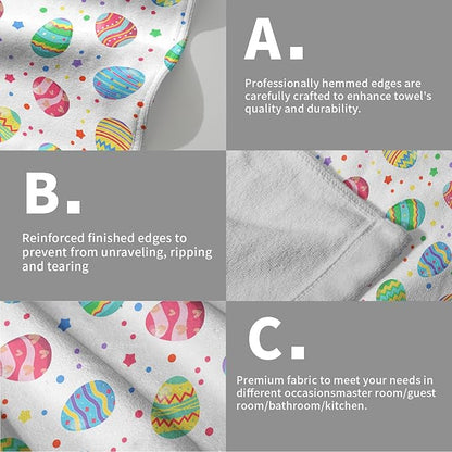 Easter Colorful Egg Towel 2 Pack 14"x28" Happy Holiday Decorative Kitchen Towels Spring Dish Finger Towels for Kitchen Bathroom Shower Hotel Gym