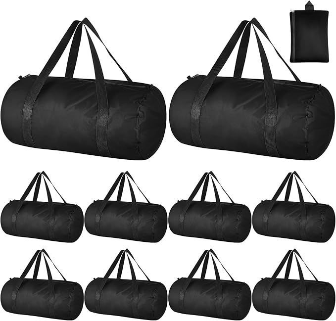 Silkfly 10 Pcs Duffle Bag Large Foldable Gym Bag Travel Duffel Bags Waterproof Lightweight Sports Duffel Bags for Men Women Workout (19.69 x 11.81 x 9.84 Inches)