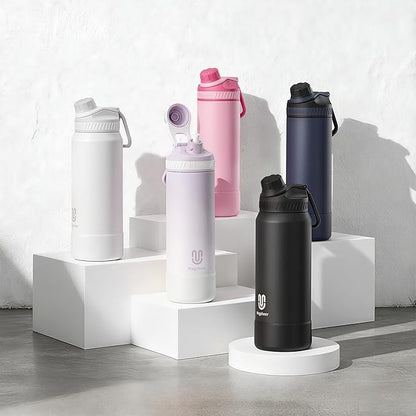 24oz Insulated Water Bottle| Double-Wall Vacuum Stainless Steel, Wide Mouth Design, Leak-Proof Reusable Bottle for Gym, Sports & Daily Hydration - RedPink