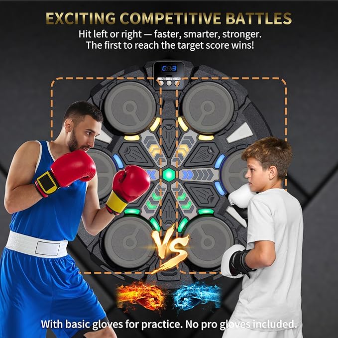 Music Boxing Machine for Kids/Adults - Bluetooth Boxing Training Equipment with 2 Gloves - Rechargeable Boxing Toy -No Mounted Wall Punching Pad -Workout Punch Machine for Agile Training/Stress Relief