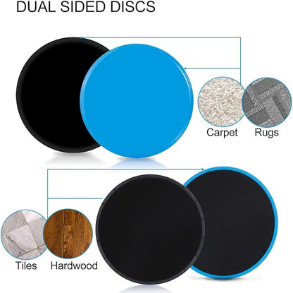 Gliding Discs Core Sliders Exercise Sliders 4 Pack Dual Slider for Carpet Hard Floors Core Fitness Ultimate Core Training Gym and Full Body Workout’s at Home or Travel Black and Blue