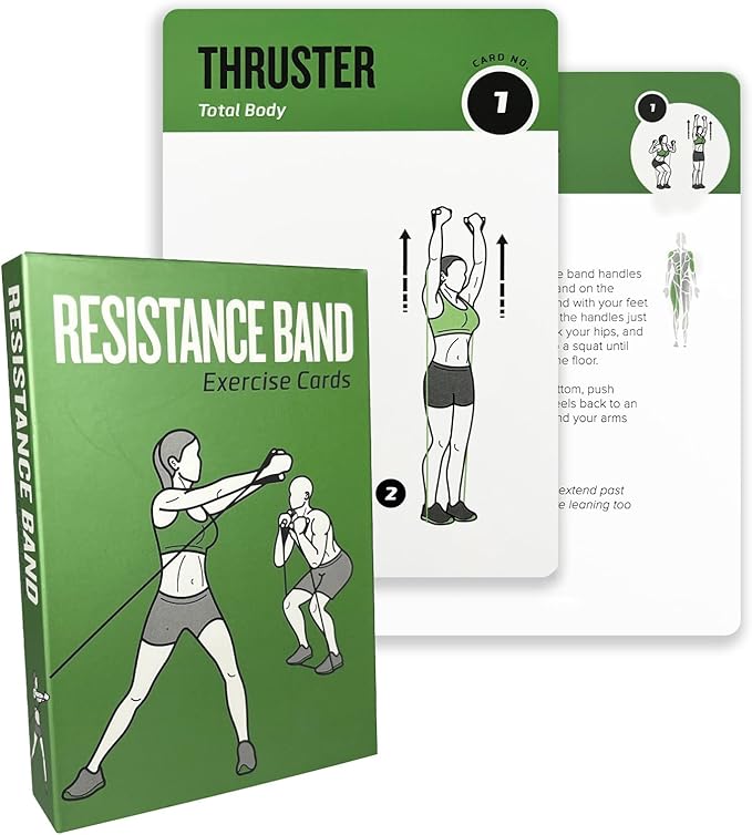 Resistance Belt Workout Cards, 62 Exercises Cards Deck Large Size 5" x 3.5" Fitness Cards for Women & Men, Beginner Fitness Guide to Training Exercises at Home or Gym