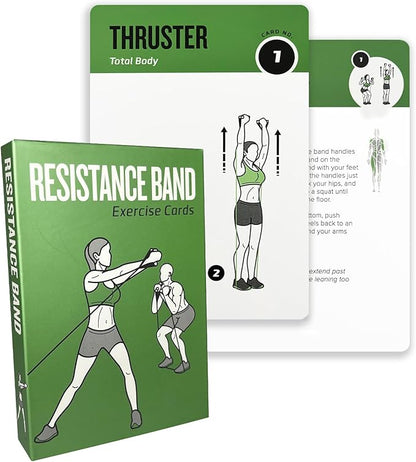 Resistance Belt Workout Cards, 62 Exercises Cards Deck Large Size 5" x 3.5" Fitness Cards for Women & Men, Beginner Fitness Guide to Training Exercises at Home or Gym