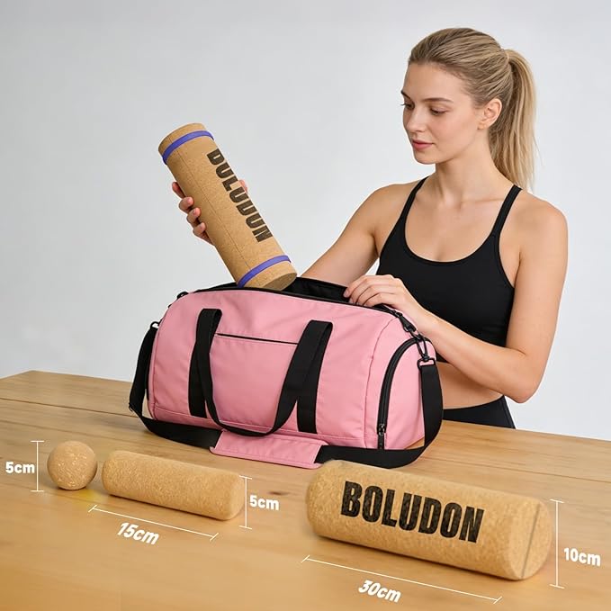 2026 NEW Balance Board Cork Half Roller Kit | Foot Balance Trainer & Ankle Strengthener for Stretch Massage Fascia Release | Cork Massage Ball Roller Resistance Bands | Portable Balance Training Set for Home Gym