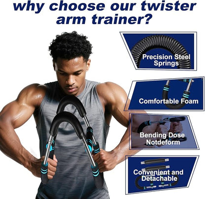 Pro-Grade Twister Arm Trainer- 30-100lb Adjustable Chest Workout Equipment for Men&Women,Beginners or Professional, Adjustable Portable Arm Chest Exerciser with Anti-Slip Grips for Home Gym