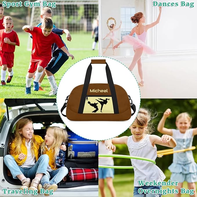 Personalized Martial Art Bag Duffel Bag for Boys Girls, Custom Taekwondo Karate Bag for Travel Weekender Practice Brown