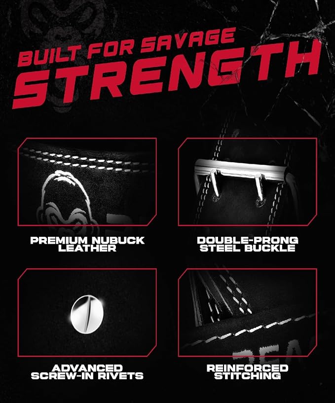 Beast Gear Weight Lifting Belt - Leather Power Lifting Belt for Men，10mm Thick Weightlifting Belt for Deadlifts, Back Support Squats Belts for Powerlifting, Crossfit Gym Belt for Men Women