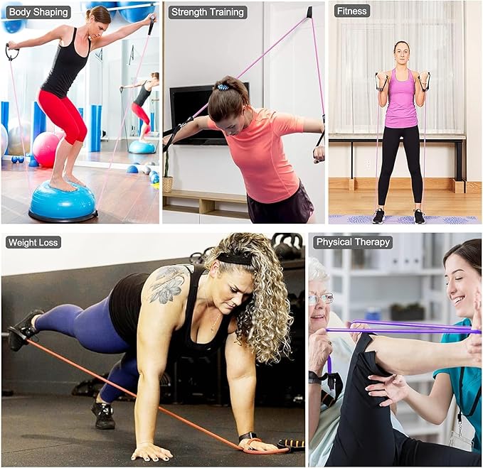 Resistance Exercise Band with Handles, Workout Band Weight Band for Physical Therapy,Strength Training Home Gym Fitness,with Door Anchor & Storage Bag.