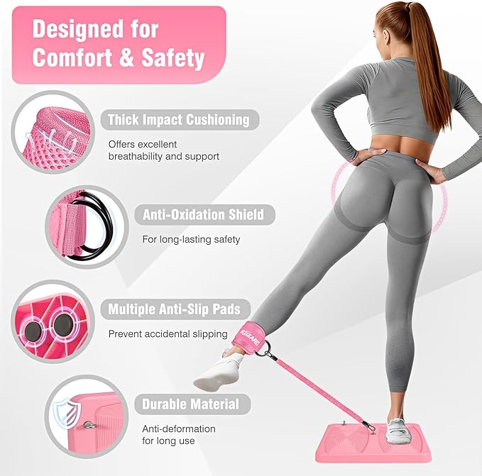 Glute Workout Equipment, Leg & Hip Exercise Equipment for Women, Resistance Bands with Ankle Straps & Exercise Board for Home Gym Fitness, Kickbacks, Hip Thrusts, Lower Body Training