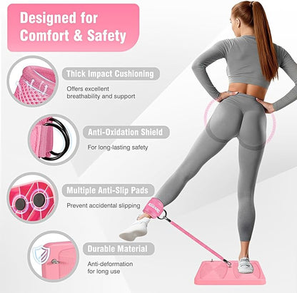 Glute Workout Equipment, Leg & Hip Exercise Equipment for Women, Resistance Bands with Ankle Straps & Exercise Board for Home Gym Fitness, Kickbacks, Hip Thrusts, Lower Body Training