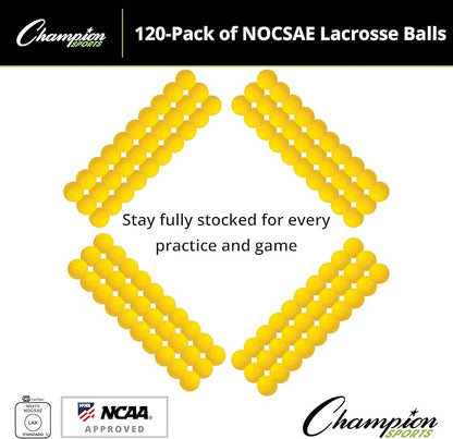 Champion Sports Lacrosse Balls – Official Size SEI Certified, Multi-Color Packs of 3, 6, or 12 for Practice & Games