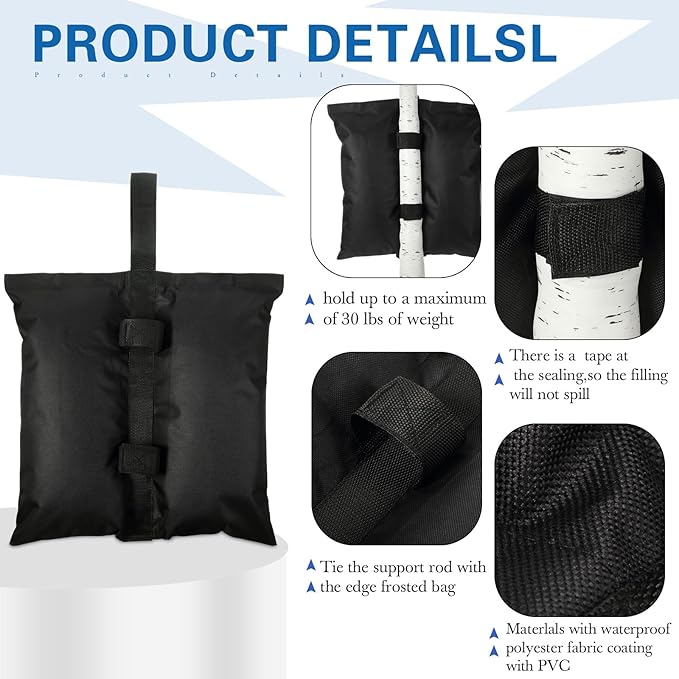 Sratte 12 Sand Bags for Weight Tent Weight Bags Canopy Weights Sand Bags Waterproof Canopy Tent Sandbags for Pop up Canopy Tent Legs Patio Gazebo Umbrella Base Pool Ladder Outdoor