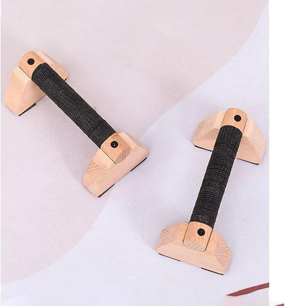 Push Up Bars for Men - 2x Push Up Handles Parallettes Bars, Press Up Handles | Wooden Single Double Bars Handstand Rack, Workout Equipment, Home Gym Accessories with Wooden Grips for Strength Training