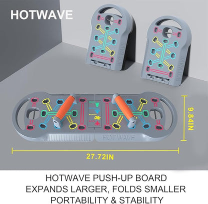 HOTWAVE Portable Exercise Equipment with 16 Gym Accessories,20 in 1 Push Up Board Fitness,Resistance Bands with Ab Roller Wheel,at Home Workout for Men