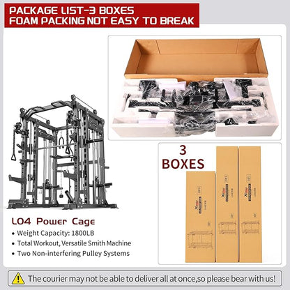 Multi-Purpose Squat Rack,Smith Machine Weight Rack Set with Cable Crossover System, Home Gym Power Racks, Power Racks and Packages