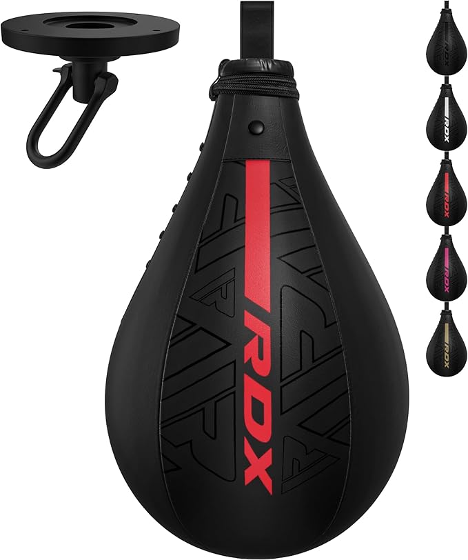 RDX Speed Bag Boxing Ball, Maya Hide Leather Dodge Striking Target with Additional Bladder, MMA Muay Thai Punching Workout Kicking Martial Arts Training Home Gym Exercise Speedball