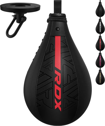 RDX Speed Bag Boxing Ball, Maya Hide Leather Dodge Striking Target with Additional Bladder, MMA Muay Thai Punching Workout Kicking Martial Arts Training Home Gym Exercise Speedball