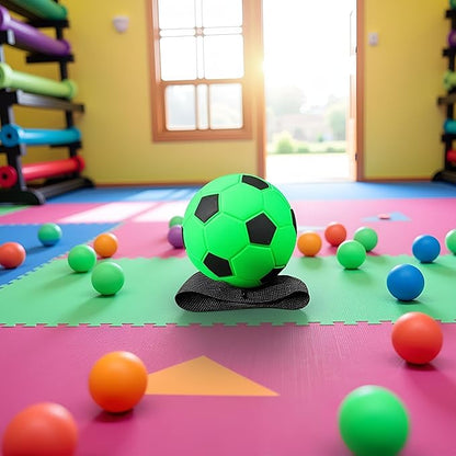 Green Wrist Return Ball Rubber Sport Ball with Wrist Strap and String Rebound Bouncy Balls Wrist Rebound on Elastic String Exercise Play, Sports Reaction Balls
