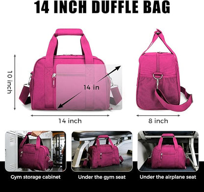 SeaRock 14 inch Small Gym Bag for Men & Women, Mini Duffle Bag with Shoe Compartment, Carry On Duffel Bag for Travel Sports, Rose Pink