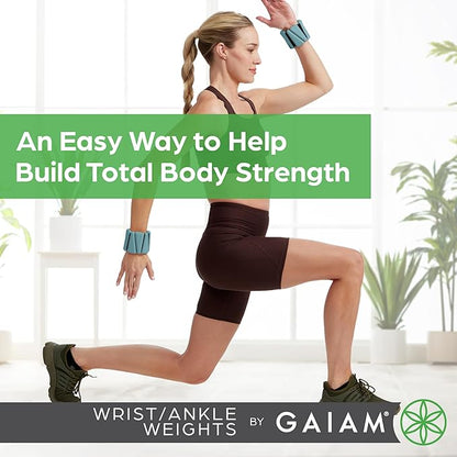 Gaiam Wrist and Ankle Weights, Wearable Bracelet to Strengthen, Tone & Sculpt, Adjustable Ankle Weights for Women & Men for Yoga, Dance, Pilates, Barre, Cardio, Home & Gym Use