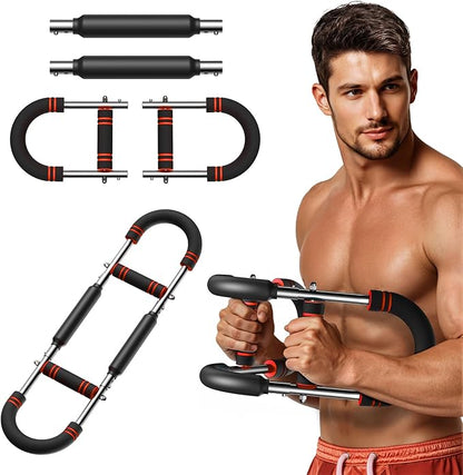 Merach Twister Arm Trainer, Adjustable Power Twister Bar, Chest Workout Equipment for Men, Portable Upper Body Workout Machine, Detachable Spring Resistance Home Fitness Equipment