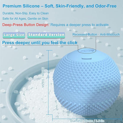 Vibrating Massage Ball with Heat, 7 Modes, Memory, Myofascial Release, Deep Tissue Muscle Recovery Ball for Trigger Point Massage - Mobility Ball Back & Hip Flexor Release Tool (Blue)