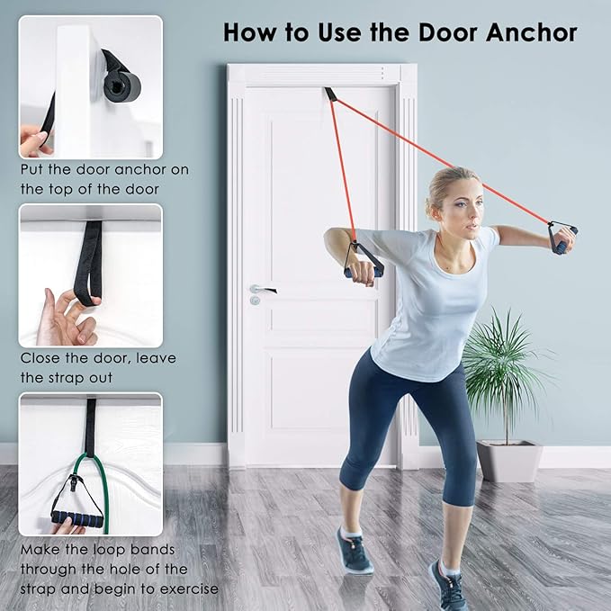 Cikyner Resistance Bands, Resistance Tubes Resistance Bands with Handles Exercise Bands, Ideal for Home Gym Physical Therapy Strength Training Muscle Toning, Door Anchor & Bag Included