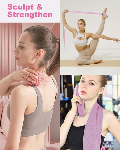 Pilates Ball and Ring Set for Women, At Home Pilates Kit with Thigh Master, 5 level Resistance Bands, Yoga Ball & Muscle Massage Ball, 18 Pcs Pilates Essential Kit for Toning Fitness Workout Equipment