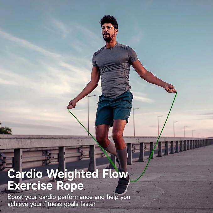 2 PCS Flow Exercise Ropes, 9 Feet Double Braid Workout Rope with Portable Bag, Cardio Weighted Jump Rope for Freestyle Skipping, Flow Fitness Rope for Men Women, Indoor Outdoor Exercise, Gym Training