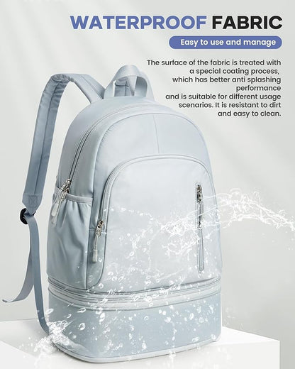 Gym Backpack for Women Men, Lightweight Gym Bag with Shoe Compartment, Waterproof Backpack Sports Essentials with Wet Pocket for Fitness Yoga Sports, Blue