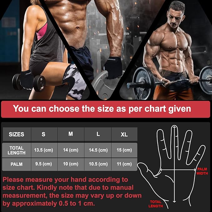SAWANS Fitness Workout Gloves Gym Weight Lifting Gloves for Men Women Breathable Gymnasium Wrist Support Padded Deadlifts Exercise Training Pull Ups