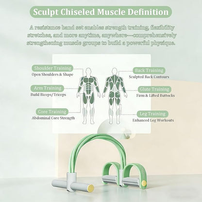 8 Tube Pedal Resistance Device, Enhance Synthetic Rubber Pedal Resistance Band with Handle for Arm/Abdomen/Waist/Leg Stretching & Shaping Exercises (Grayish Green)