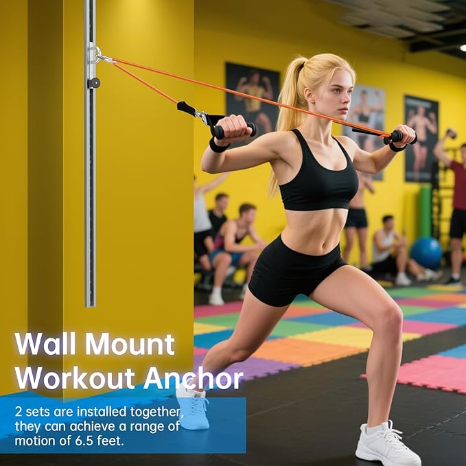 Resistance Bands Wall Anchor Exercise Equipment Platform Base(Length 40"),Adjustable Wall-Mounted Anchor Multi-Purpose Fitness System for Complete Full Body Strength Training