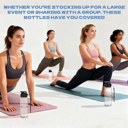 16 Pack Plastic Water Bottles Bulk with Handle Strap, 17oz Sports Water Bottles Reusable Drinking Cups Lightweight Leakproof Flip Top Bottle for Adults Gym Fitness Sports (White & Black)