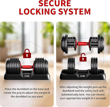 Adjustable Dumbbell Set, 10-in-1 25LB/55LB Ajustable Dumbbells with Safe Locking System, Enclosed Storage Tray, 1 Sec Fast Adjustment, Comfortable Non-Slip Textured Grip, Suitable for Home Gym Workouts Men and Women