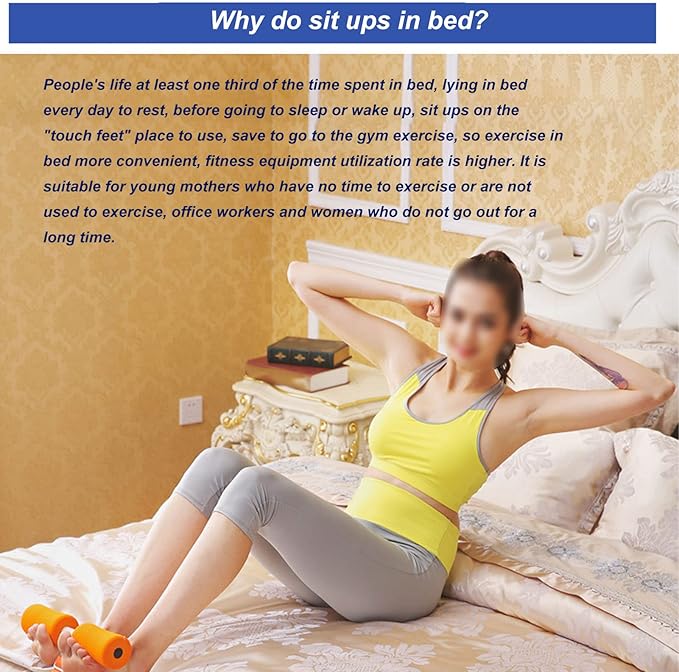 Adjustable Sit Up Bar | Home Abdominal Workout Equipment | No Installation Strength Training Device for Door/Bed Use | Portable Sit Up Assistant for Office & Travel