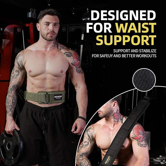 Durable Weight Lifting Belt, 4'' Wide Gym Belt for Bodybuilding, Powerlifting, Squats, Deadlift - Provides Lumbar Support & Stability for Men & Women