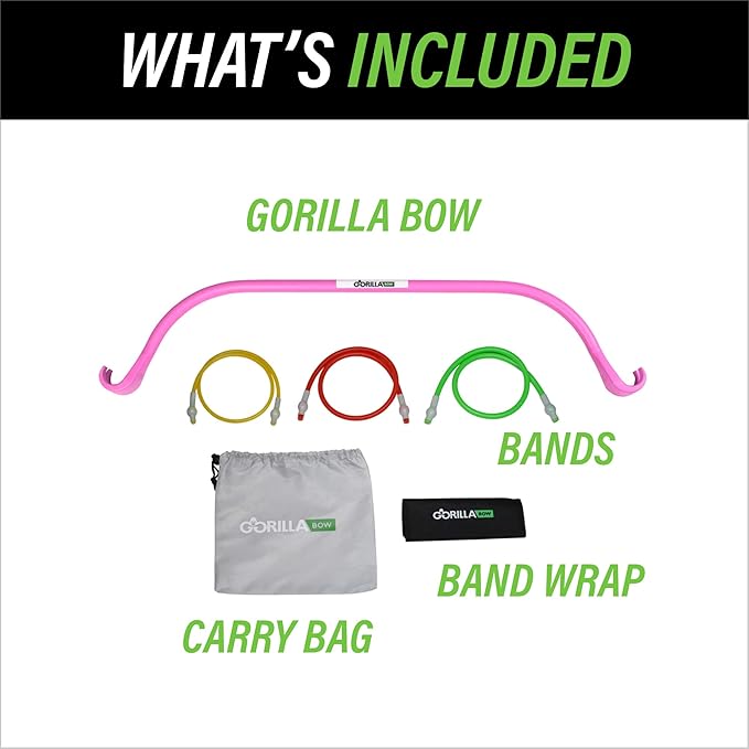 Gorilla Bow Lite Resistance Band Bar System, All-in-One Home Gym Equipment for Full Body Workout, Portable Fitness Bow with Bands for Strength Training
