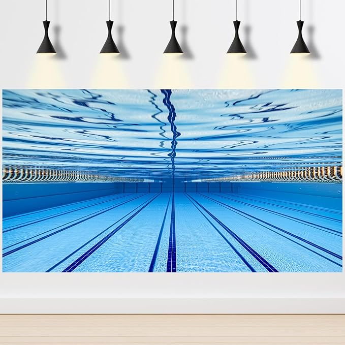 Blue Swimming Pool Backdrop Sports Theme Fitness Swim Competition Exercise Photo Photography Background Swimming Pool Scene Backdrops Men Boys Girls Adults Photo Party Studio Props Vinyl 20x10ft