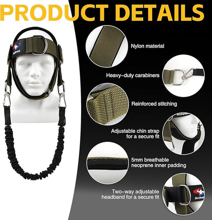 Fitness Neck Head Harness Trainer, Adjustable Chin Strap and Head Harness Strength, Neoprene Neck Exerciser for Weight Lifting, Home and Gym Use